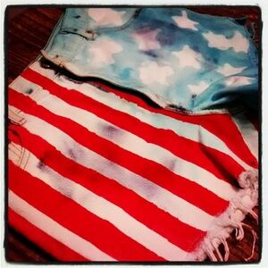 Levi's highwaist denim cutoff shorts hand dyed 32